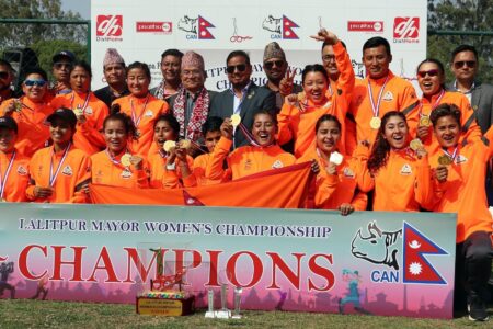 विभागीय टिम एपीएफले पहिलो संस्करणको मेयर कप महिला टी–ट्वान्टी  क्रिकेटको उपाधि जितेयो