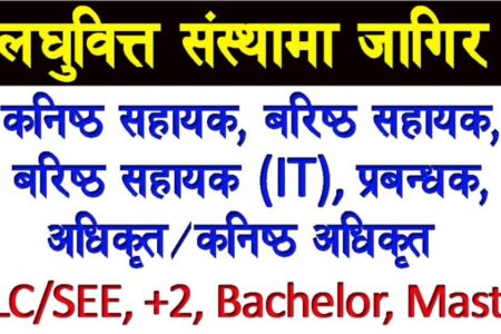 लघुवित्तमा जागिर खुल्यो! योग्यता:SLC/SEE, 10+2/Bachelor/Master
