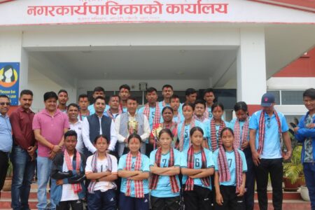 भलिबल खेलाडीलाई तिलोत्तमामा बधाई तथा शुभकामना