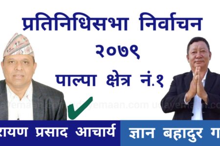पाल्पा क्षेत्र नं १ बाट प्रतिनिधिसभा सदस्यमा नेकपा एमालेका नारायणप्रसाद आचार्य विजयी