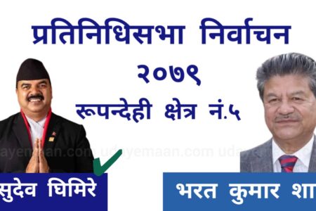 रुपन्देही क्षेत्र नं. ५ बाट प्रतिनिधि सभा सदस्यमा नेकपा एमालेका बासुदेव घिमिरे विजयी